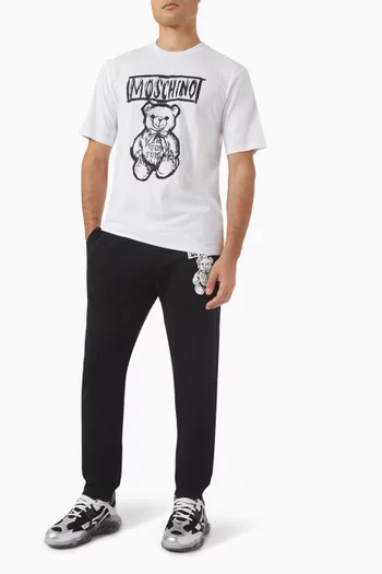 Teddy Bear-print Sweatpants in Cotton-fleece