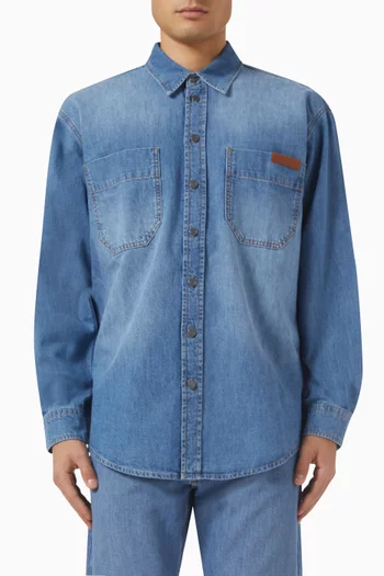 Logo-patch Button-up Shirt in Denim