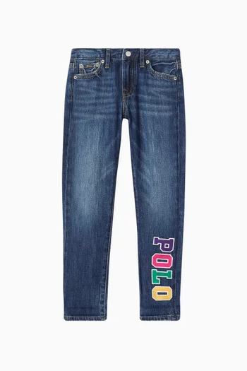 Embroidered Slim Jeans in Denim