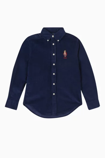 Polo Bear Shirt in Cotton Corduroy