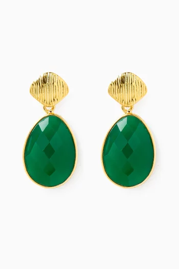 Gemstone Drop Earrings in 18kt Gold-plated Metal