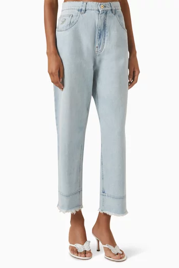 Frayed Crop Relaxed Jeans
