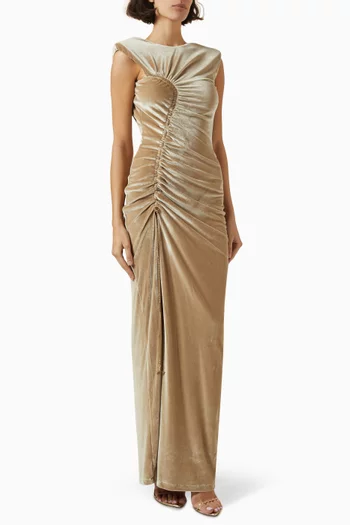 Juniper Draped Maxi Dress in Velvet