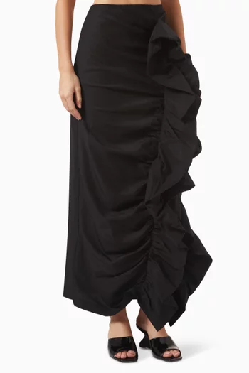 Sadie Ruffled Maxi Skirt in Cotton-blend