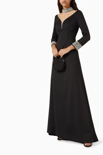 Embellished Gown in Crepe