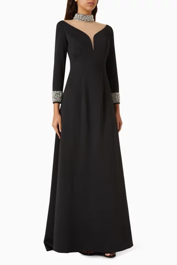 Embellished Gown in Crepe