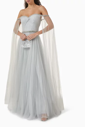 Crystal-embellished Princess-cut Gown in Tulle