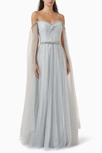 Crystal-embellished Princess-cut Gown in Tulle