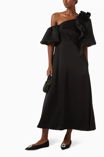 Magnetic Draped Midi Dress
