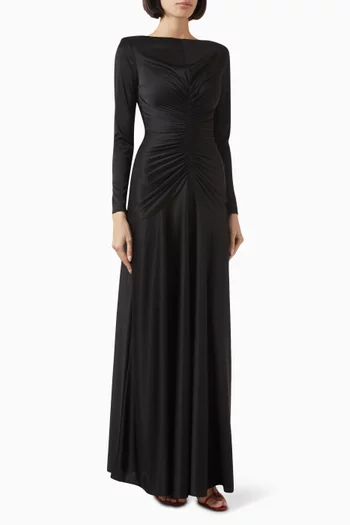 Thea Ruched Gown in Satin