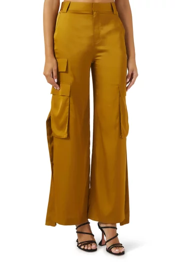 Harrison Cargo Pants in Satin