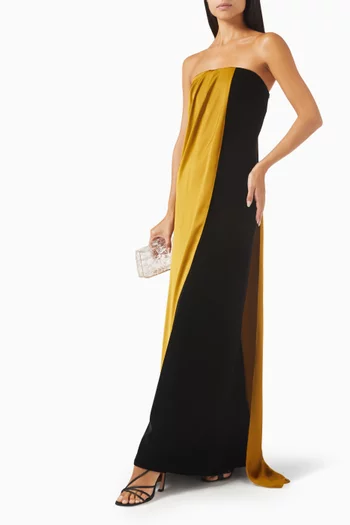 Marilyn Colour-block Gown in Velvet & Satin