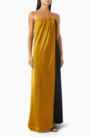 Marilyn Colour-block Gown in Velvet & Satin