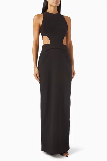 Naomi Halter Cut-out Gown in Stretch Cady