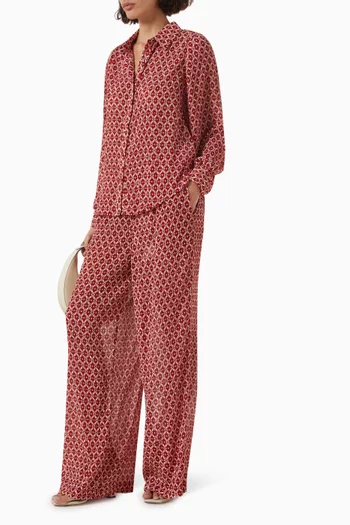 Annie Geo-print Wide-leg Pants