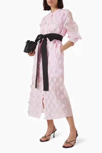 Scallop-lace Midi Shirt Dress in Tencel Blend