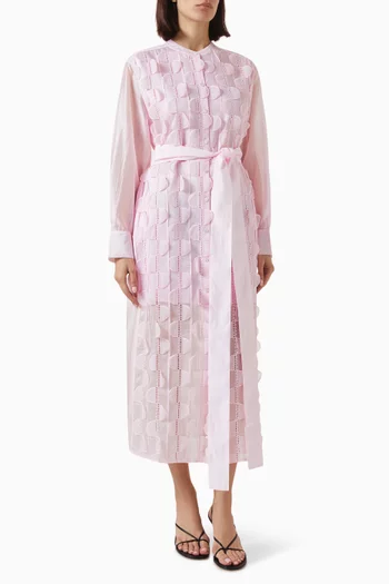 Scallop-lace Midi Shirt Dress in Tencel Blend