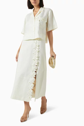 Rosebud-lace Camp Shirt in Linen
