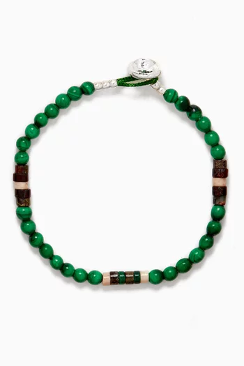 Malachite Stone Bracelet in Sterling Silver
