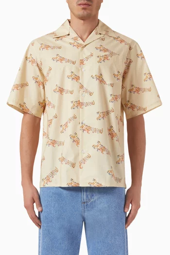 Printed Bowling Shirt in Organic Cotton-poplin