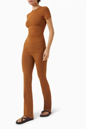 Cotton Jersey Foldover Pants