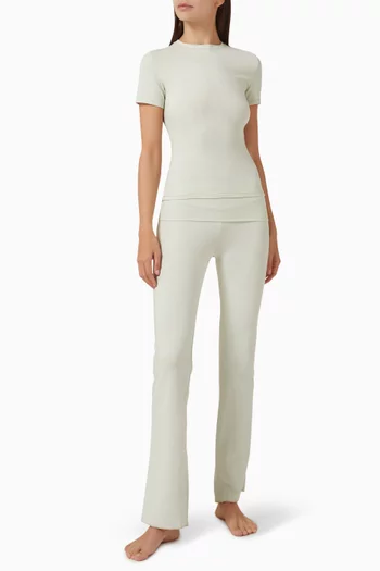 Cotton Jersey Foldover Pants