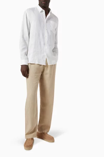 Relaxed Drawstring Pants in Linen