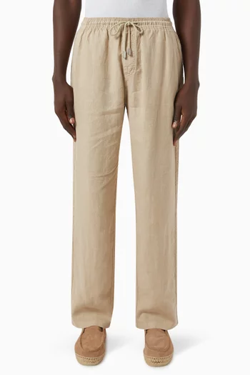 Relaxed Drawstring Pants in Linen