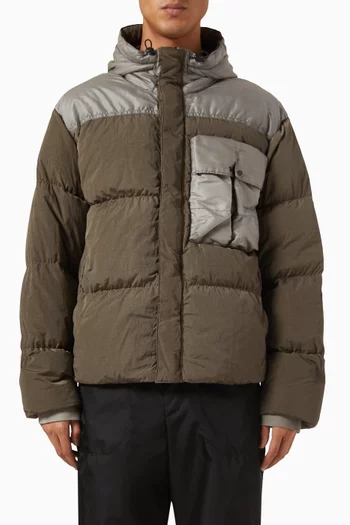 Down Hooded Jacket in Eco-nylon