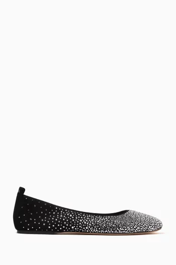 Crystal-embellished Ballet Flats in Leather