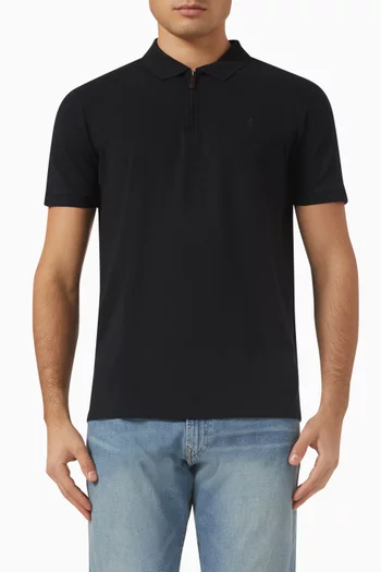 Zip Polo Shirt in Stretch Pique