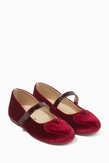 Heart Ballerina Flats in Velvet