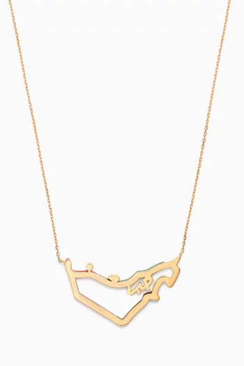 Hobb Enamel UAE Map Necklace in 18kt Gold