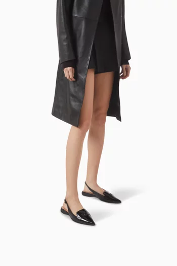 Carrie Skimmer Slingback Mules in Patent Leather