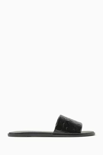 Holly Slide Sandals in Signature Patent Leather