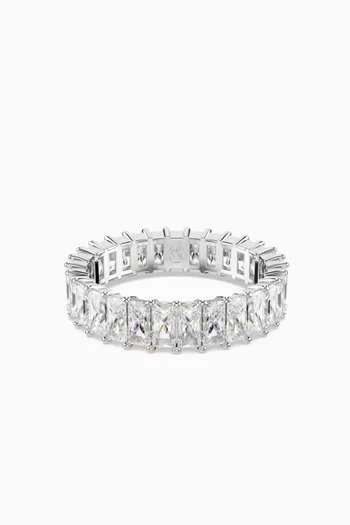 Matrix Crystal Band Ring in Rhodium-plated Metal