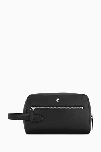 Sartorial Wash Bag in Saffiano-print Leather