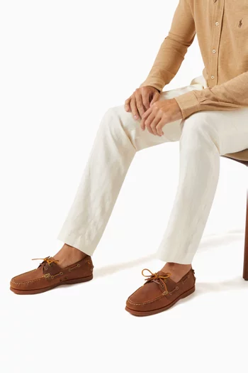 حذاء سهل الارتداء بنمط حذاء قارب ميرتون جلد