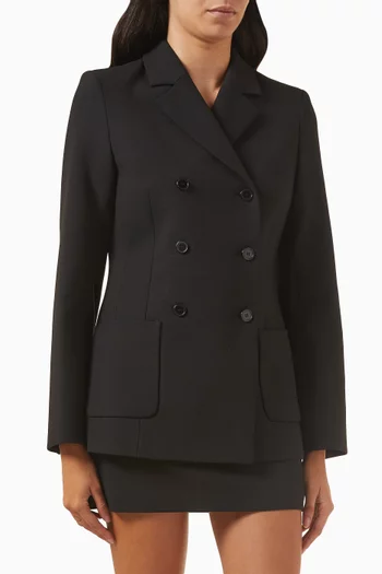 Fitted Double-breasted Blazer in Viscose-blend
