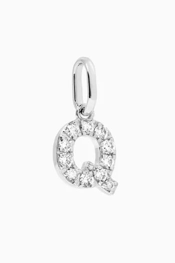 Letter 'Q' Diamond Charm in 18kt White Gold
