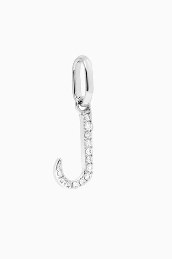 Arabic Letter F ف Diamond Charm in 18kt White Gold