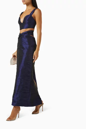 Méditerranéenne Draped Maxi Skirt in Taffeta