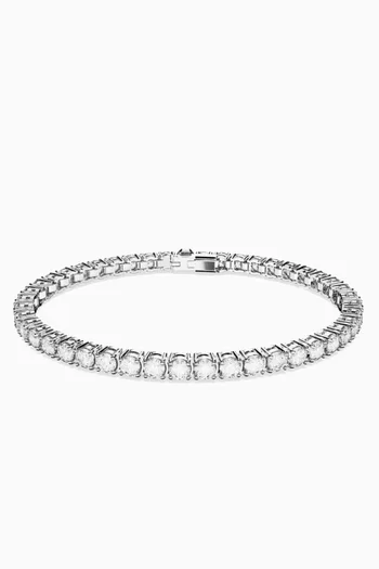 Matrix Tennis Bracelet in Rhodium-plated Metal