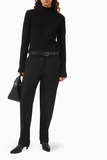 Petite Rib Knit Sweater in Wool Blend