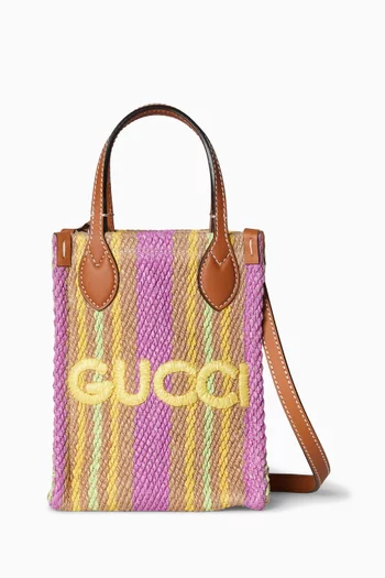 Super Mini Logo-embroidered Tote Bag in Jute