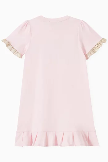 Ruffled-trim Logo Dress in Cotton Jersey