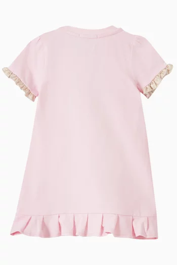 Ruffled-trim Logo Dress in Cotton Jersey