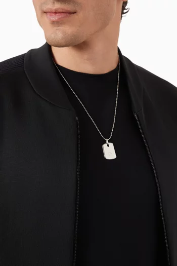 Embossed GA Logo Pendant Necklace in Silver