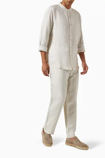 Mandarin Collar Shirt in Linen