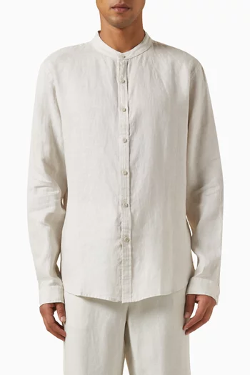 Mandarin Collar Shirt in Linen